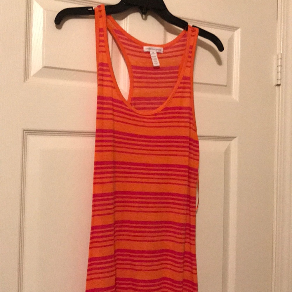 High low orange striped  dress